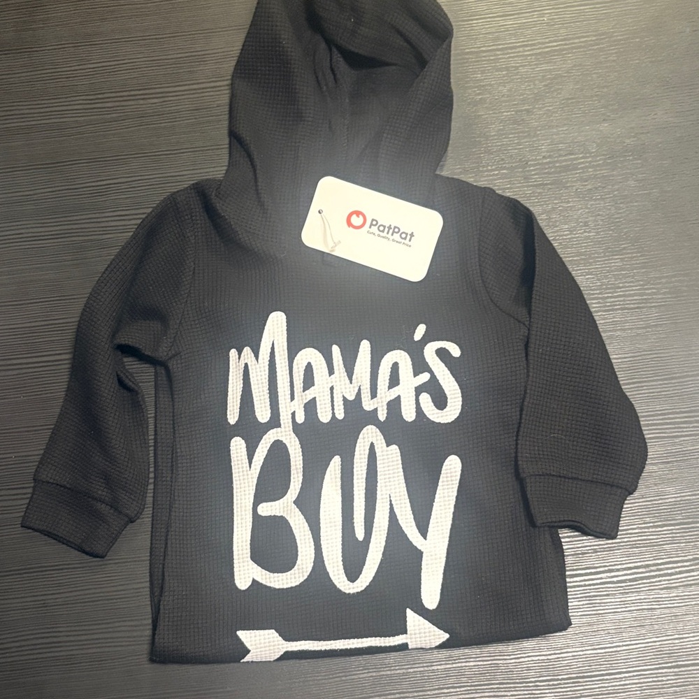PatPat Charcoal 'Mama's Boy' Baby Hooded Long Sleeve Jumpsuit 9-12M
